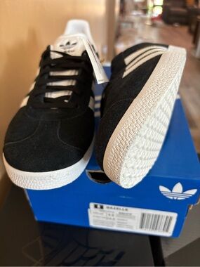 adidas Black and White Suede Gazelle Sneakers